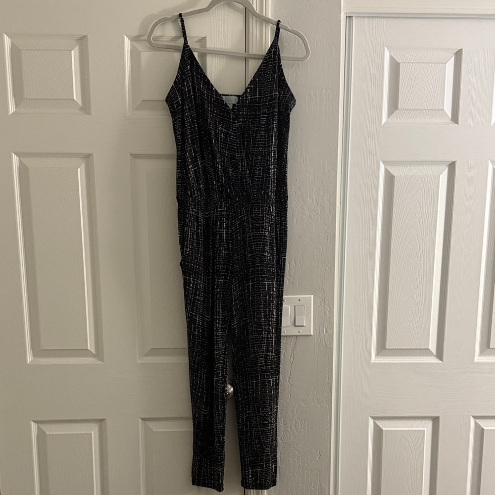 Veronica M Black and White Cropped Jumpsuit